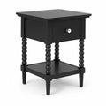 Table de chevet en bois noir avec tiroir