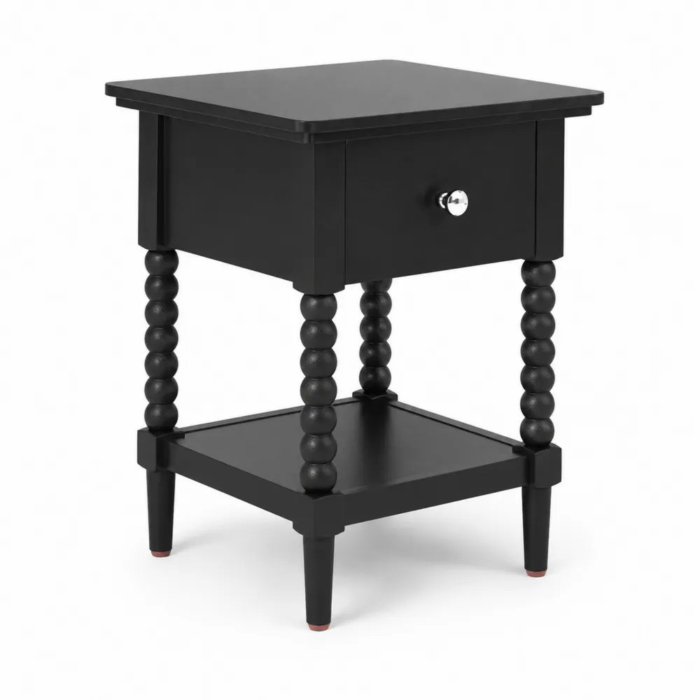 Table de chevet en bois noir avec tiroir