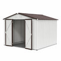 Abri de Jardin en Métal 3x3m Blanc et Marron