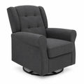 Fauteuil pivotant en tissu polyester avec base en métal, Gris Foncé