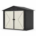 Abri de Jardin en Métal Noir et Beige 213x127x185 cm