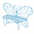 Banc en métal papillon bleu 120x58x95 cm