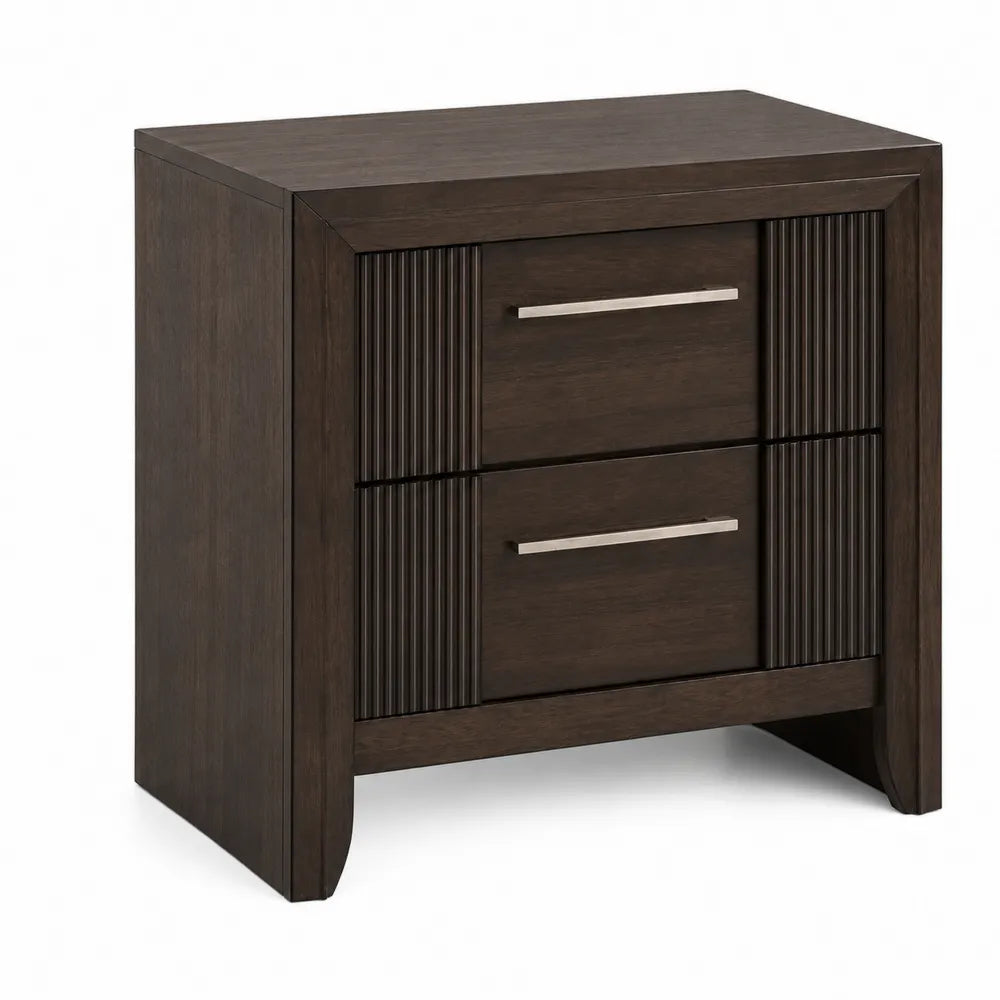 Table de nuit en bois avec tiroirs en métal