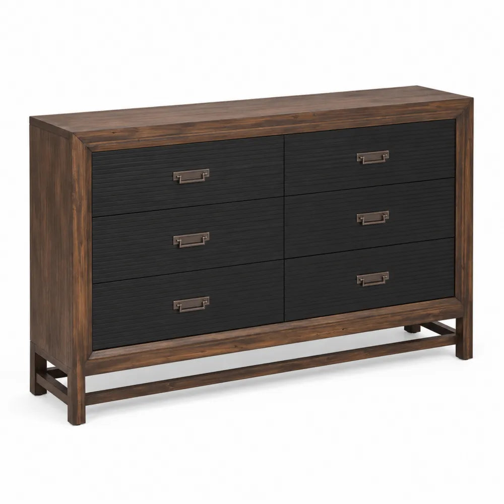 Commode en bois d'acacia et MDF avec 6 tiroirs