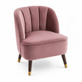 Fauteuil en Velours Rose avec Pieds en Bois et Métal