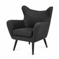 Fauteuil en tissu polyester anthracite avec pieds en hêtre