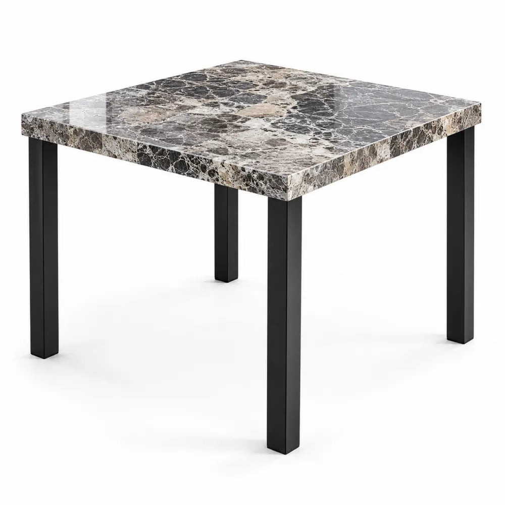 Table carrée en marbre et pieds en métal 90x90x75 cm