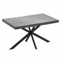 Table à manger extensible en céramique et métal Gris foncé 160-200 cm