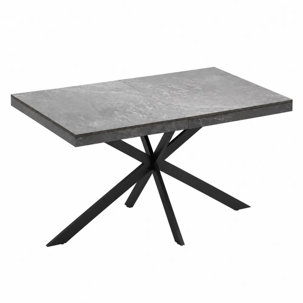 Table à manger extensible en céramique et métal Gris foncé 160-200 cm