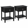 Lot de 2 tables de chevet noires en MDF avec tiroir