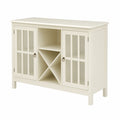 Buffet en bois blanc avec portes vitrées et rangement à vin